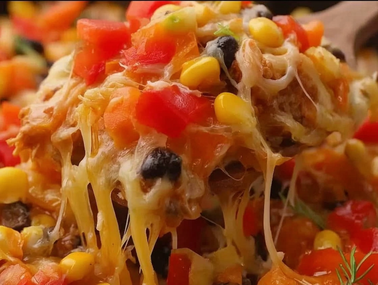 Easy Chicken Fajita Rice Casserole