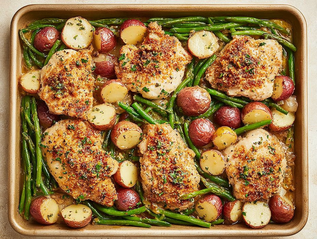 Parmesan Crusted Chicken Sheet Pan Dinner Recipe