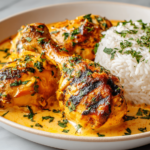 Creamy Paprika Chicken Drumsticks with Steamed Rice