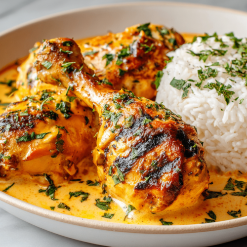 Creamy Paprika Chicken Drumsticks with Steamed Rice