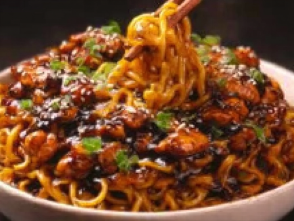 Sticky Garlic Chicken Noodles