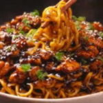 Sticky Garlic Chicken Noodles